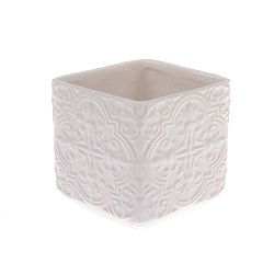 Krémový keramický květináč Dakls Rusto, výška 11 cm