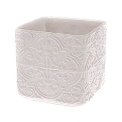 Krémový keramický květináč Dakls Rusto, výška 15 cm