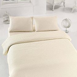 Krémový lehký bavlněný přehoz přes postel na jednolůžko Caleidoscope, 160 x 235 cm