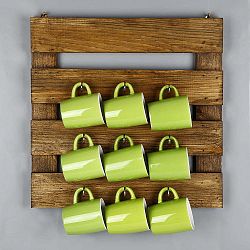 Kuchyňský regál z masivního dřeva na hrnečky Catalin Vienna, 45 x 45 x 6 cm