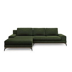 Lahvově zelená rozkládací rohová pohovka Windsor & Co Sofas Planet, levý roh