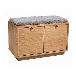 Lavice v přírodní barvě s úložným prostorem a s šedým sedákem Rowico Confetti, šířka 70 cm