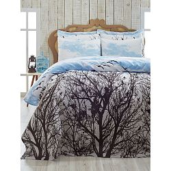 Lehký přehoz přes postel na jednolůžko Pique Peace Blue, 160 x 235 cm