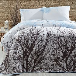 Lehký přehoz s povlaky na polštáře Peace Blue, 200 x 220 cm