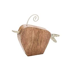 Malá dřevěná dekorace s posmatlovaným kovem s motivem ptáček Ego Dekor Cream, 15 x 11,5 cm