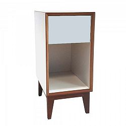 Malý noční stolek s bílým rámem a světle šedou zásuvkou Ragaba PIX