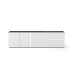 Matně bílý televizní stolek s deskou v černém mramorovém dekoru TemaHome Join, 200 x 57 cm