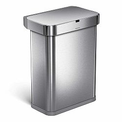 Matně černý bezdotykový ocelový odpadkový koš 58 l – simplehuman