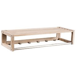 Matně lakovaný věšák z dubového dřeva se 6 háčky a poličkou Folke Confetti