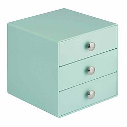 Mátově zelený úložný box s 3 šuplíky InterDesign Drawers, výška 16,5  cm