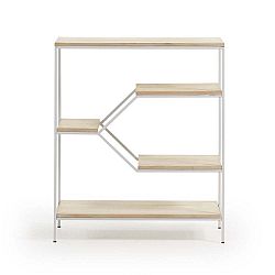 Menší bílá knihovna s policemi z mangového dřeva La Forma Pyke