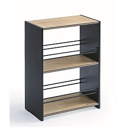 Menší černá knihovna s policemi v přírodní barvě Black Small Bookcase