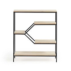 Menší černá knihovna s policemi z mangového dřeva La Forma Pyke