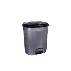Metalicky šedý pedálový odpadkový koš Orion, 11,5 l