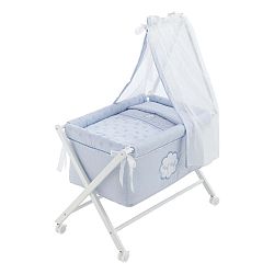 Modrá dětská postýlka s nebesy, přikrývkou, polštářem a matrací Naf Naf Chic