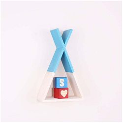 Modrá dřevěná nástěnná polička North Carolina Scandinavian Home Decors Teepee