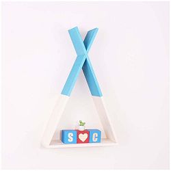 Modrá dřevěná nástěnná polička North Carolina Scandinavian Home Decors Teepee L