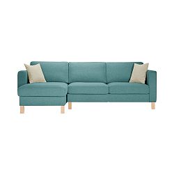 Modrá pohovka s lenoškou na levé straně a 2 krémovými polštáři Stella Cadente Maison Canoa