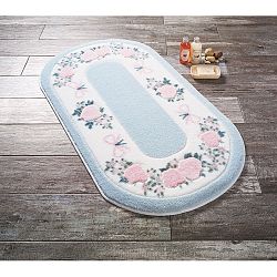 Modrá předložka do koupelny Confetti Bathmats Rose Frame, 80 x 140 cm