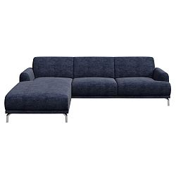 Modrá rohová pohovka s lenoškou na levé straně MESONICA Puzo