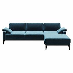 Modrá sametová rohová pohovka MESONICA Musso, pravý roh