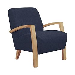 Modré  křeslo se světlou konstrukcí Helga Interiors Emilia