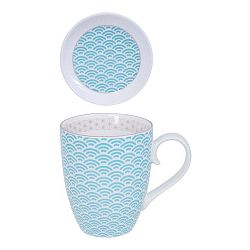 Modro-bílý hrnek s talířkem Tokyo Design Studio Star/Wave, 380 ml
