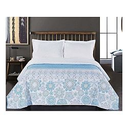Modro-bílý oboustranný přehoz z mikrovlákna DecoKing Alhambra, 240 x 260 cm