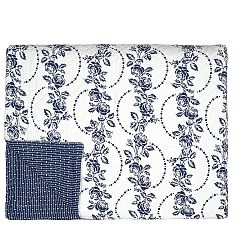 Modro-bílý přehoz přes postel Green Gate Fleur Blue, 140 x 220 cm