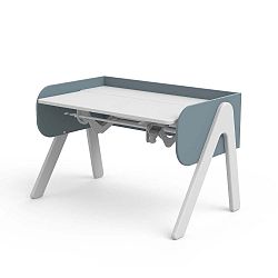 Modro-bílý psací stůl z borovicového dřeva s nastavitelnou výškou Flexa Woody