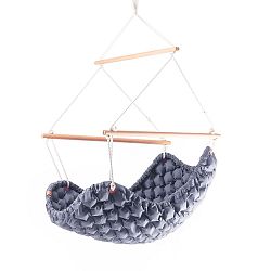 Modrošedé  interiérové houpací křeslo Linda Vrňáková Swingy In