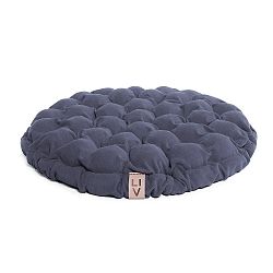 Modrošedý sedací polštářek s masážními míčky Lindy Vrňáková Bloom, Ø 65 cm