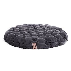 Modrošedý sedací polštářek s masážními míčky Lindy Vrňáková Bloom, Ø 75 cm