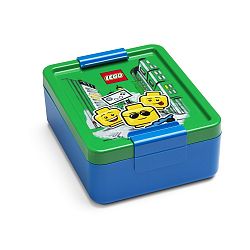 Modrý box na svačinu se zeleným víčkem LEGO® Iconic