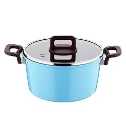 Modrý hrnec s úchyty a pokličkou Madison Leah, Ø 24 cm