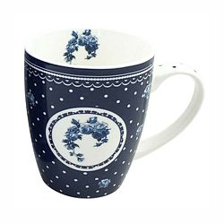 Modrý porcelánový hrnek HOME ELEMENTS De Campagne Pois, 340 ml