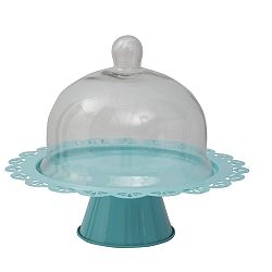 Modrý servírovací stojan na dort se skleněným poklopem Mauro Ferretti
