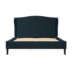 Námořnicky modrá postel z bukového dřeva s černými nohami Vivonita Windsor, 140 x 200 cm