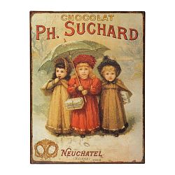 Nástěnná kovová dekorativní tabulka Antic Line Suchard