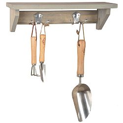 Nástěnná police s věšákem z borovicového dřeva Esschert Design Stanley, šířka 39 cm