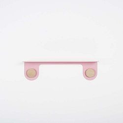 Nástěnná růžová police z masivního dubového dřeva se 2 háčky Gazzda Hook, délka 50 cm