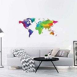 Nástěnná samolepka Ambiance Wall Decal Origami Rainbow World Map, 60 x 120 cm