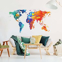 Nástěnná samolepka Ambiance Wall Decal Worlds Map Design Watercolor, 60 x 105 cm