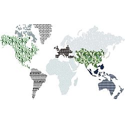 Nástěnná samolepka Dekornik Navy Blue Map, 150 x 90 cm