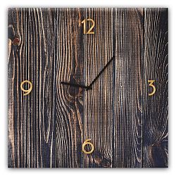 Nástěnné hodiny Styler Glassclock Gold Wood, 30 x 30 cm