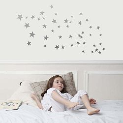 Nástěnné samolepky ve stříbrné barvě Art For Kids Stars