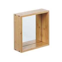 Nástěnné zrcadlo s rámem z bambusového dřeva Furniteam Design, 26 x 26 cm