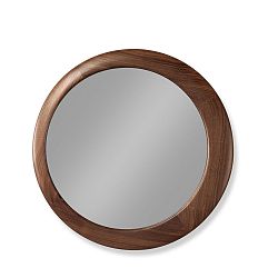 Nástěnné zrcadlo s rámem z ořechového dřeva Wewood - Portuguese Joinery Luna, Ø 45 cm