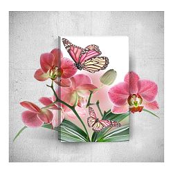 Nástěnný 3D obraz Mosticx Butterflies With Flowers, 40 x 60 cm