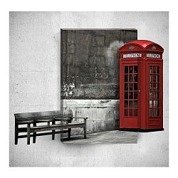 Nástěnný 3D obraz Mosticx Red Telephone Booth, 40 x 60 cm